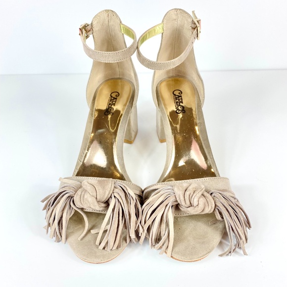 Carlos Mirabelle Fringe Open Toe Heeled Sandals - Picture 2 of 5